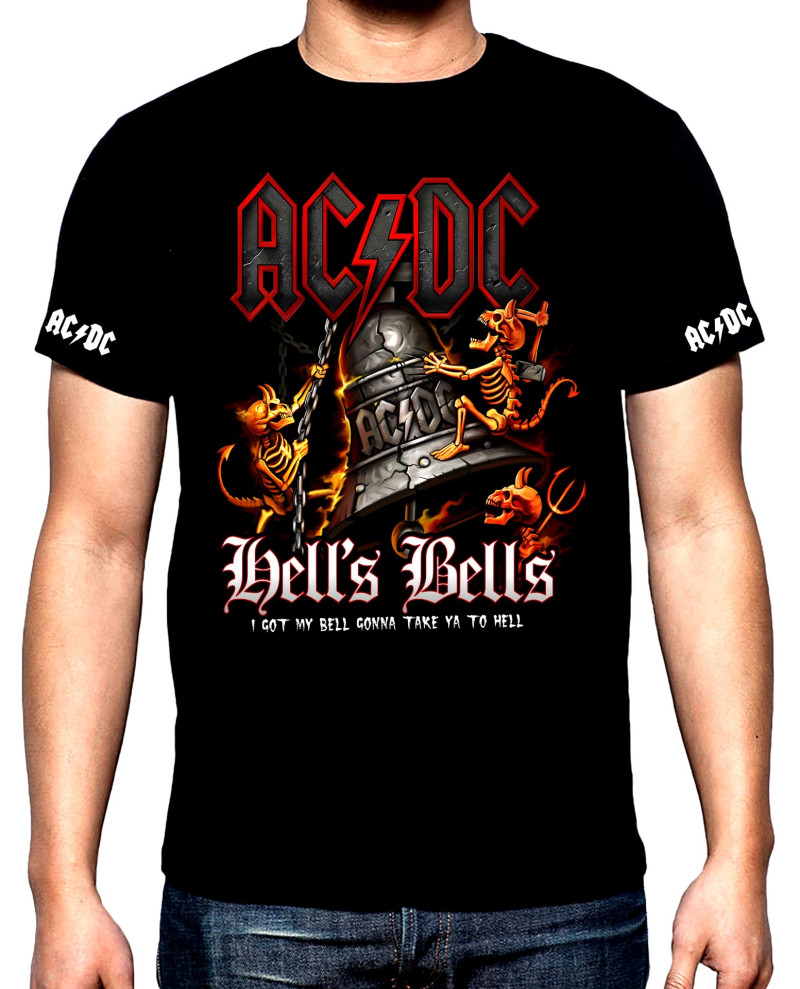 T-SHIRTS AC DC,Hells Bells, men's  t-shirt, 100% cotton, S to 5XL
